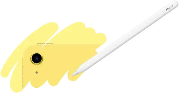 Apple Pencil stroke reveals the back of iPad, showcasing the back camera