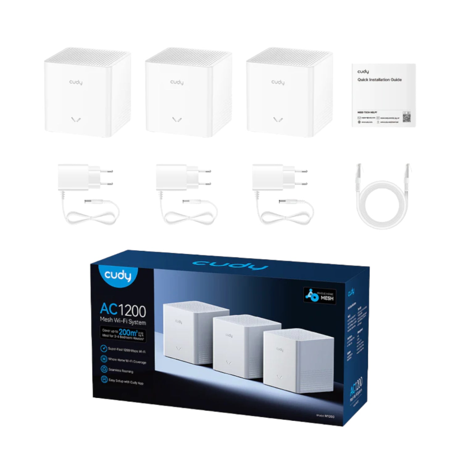 Cudy AC1200 Mesh Wi-Fi System (V2) - 3Pack - White