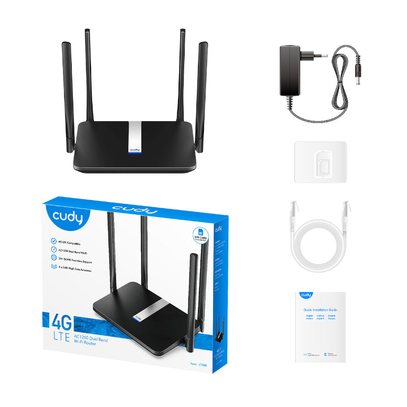Cudy AC1200 WiFi 4G LTE Cat4 Router - Black