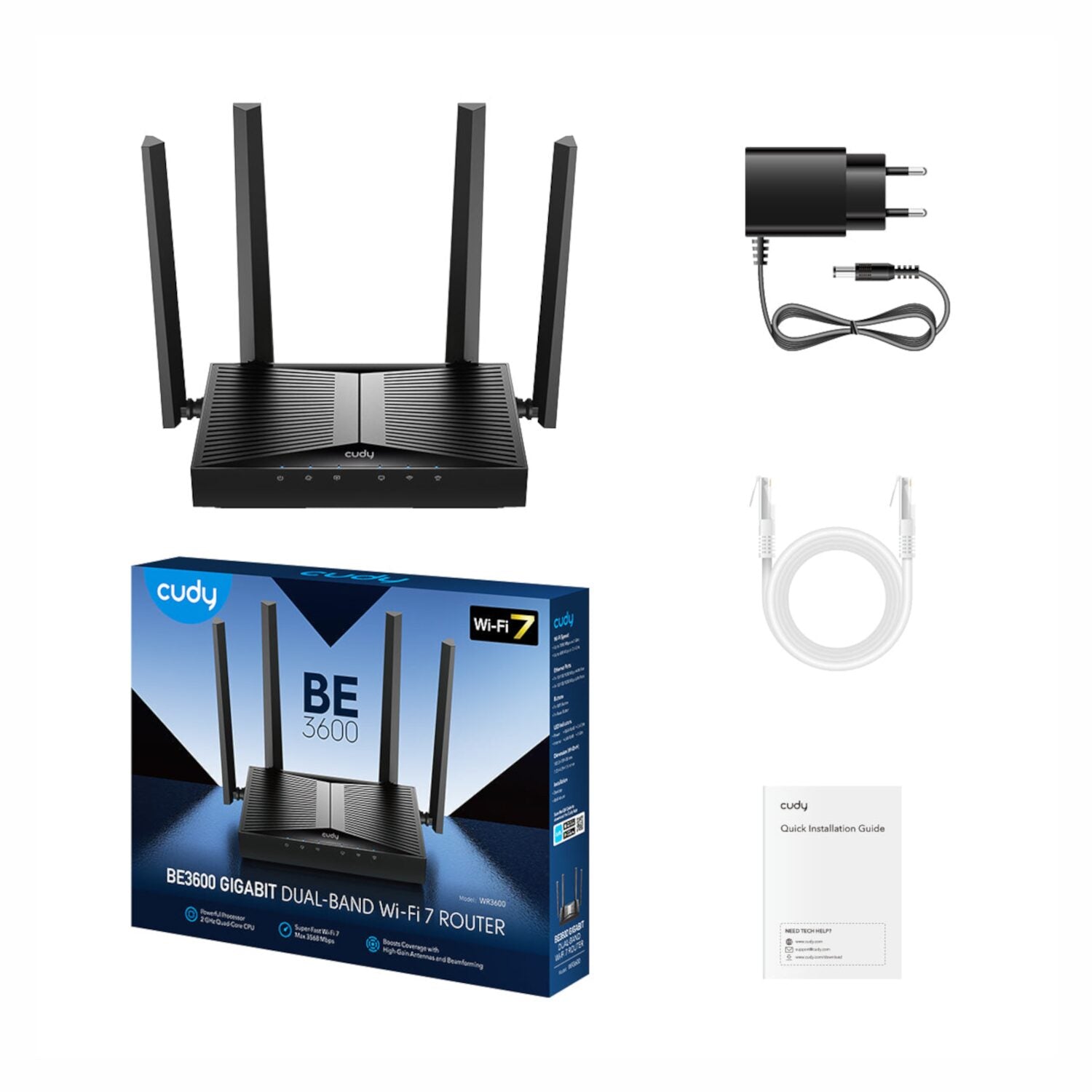 Cudy BE3600 Gigabit Wi-Fi 7 Router (WR3600) - Black