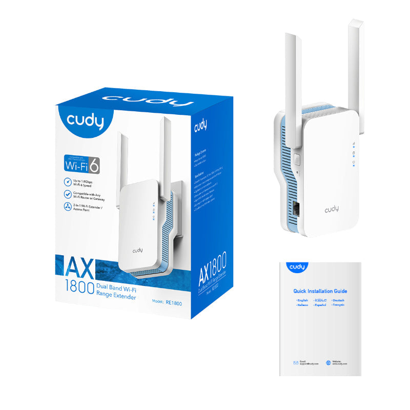 Cudy RE1200 1200Mbps Dual-Band Wi-Fi Range Extender - White - White