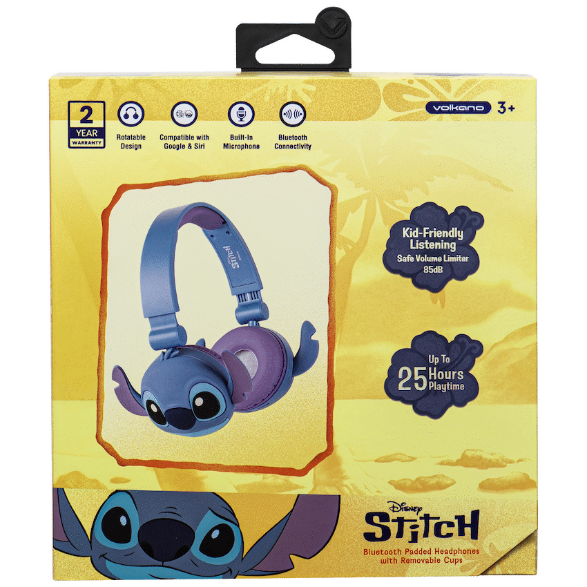 Disney Stitch Bluetooth Padded Headphone with Removable Cups - Blue - Audio