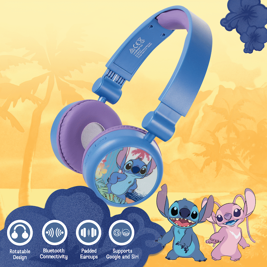 Disney Stitch Bluetooth Padded Headphone with Removable Cups - Blue - Audio