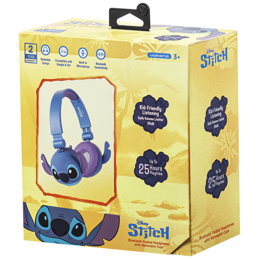 Disney Stitch Bluetooth Padded Headphone with Removable Cups - Blue - Audio