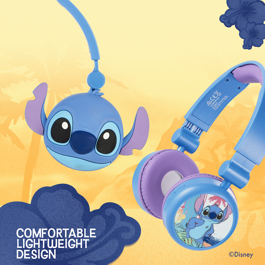 Disney Stitch Bluetooth Padded Headphone with Removable Cups - Blue - Audio