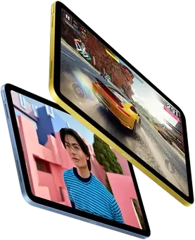 Showcasing gaming screen and Apple TV+ show Ted Lasso on iPad