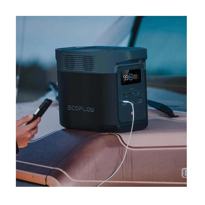 Ecoflow Delta 2 Lithium Portable 1800W Power Station SA Plug Point - Black