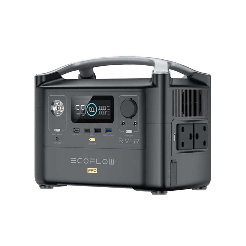 EcoFlow River Pro 720Wh Portable Power Station SA Plug Points - Black