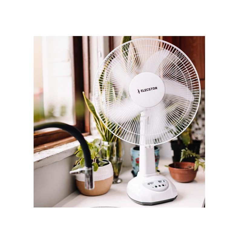 Elecstor 12 inch Rechargeable Desk Fan - White - White