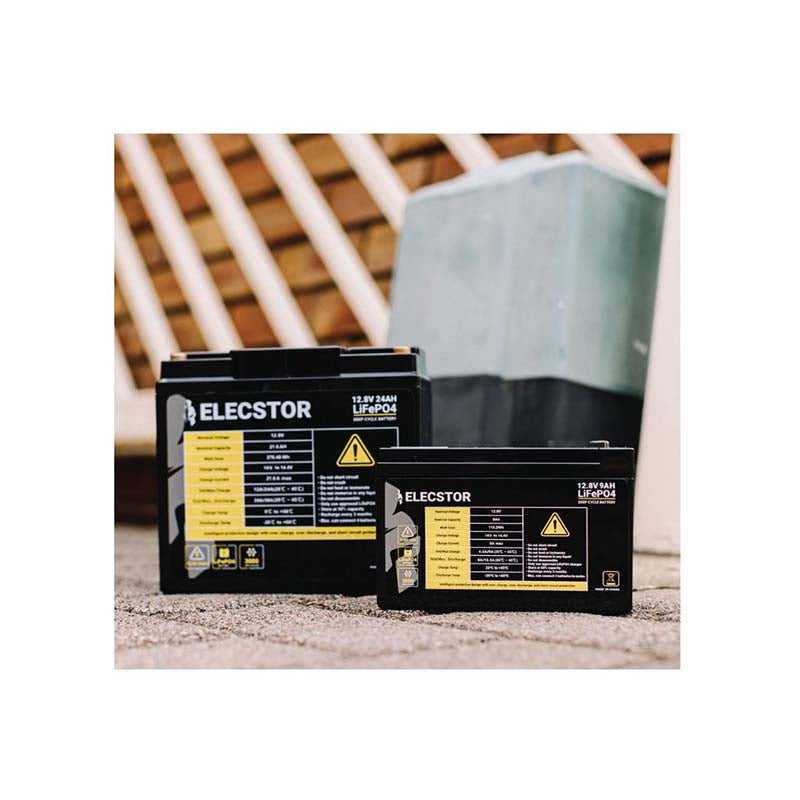 Elecstor 12V 9A LIFEPO4 Lithium Battery LIFEPO4 Alarm or Gate Motor Replacement - Black