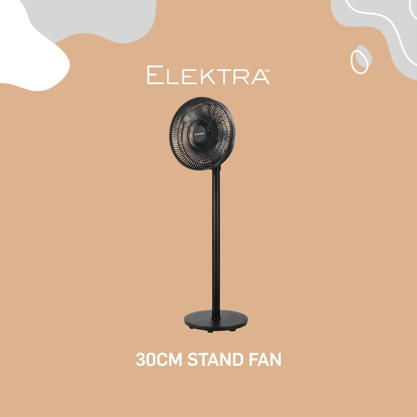 Elektra 30cm 2-in-1 Stand Fan 45W - Black - Black - Kitchen and Home