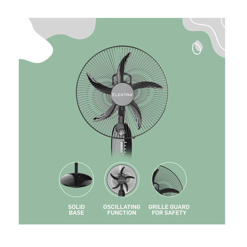 Elektra Everlast+ Rechargeable Stand Fan 16 Inch - Black - Kitchen and Home