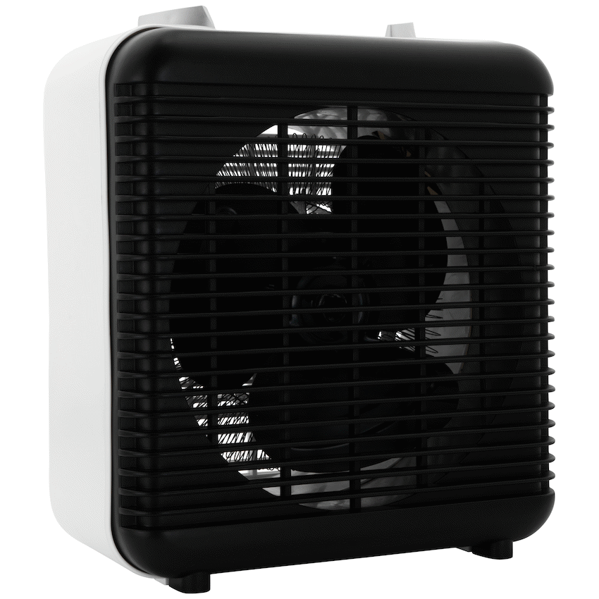 Elektra Square 2000W Fan Heater with Adjustable Thermostat - White - White - Kitchen and Home