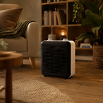 Elektra Square 2000W Fan Heater with Adjustable Thermostat - White - White - Kitchen and Home