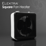 Elektra Square 2000W Fan Heater with Adjustable Thermostat - White - White - Kitchen and Home