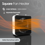 Elektra Square 2000W Fan Heater with Adjustable Thermostat - White - White - Kitchen and Home