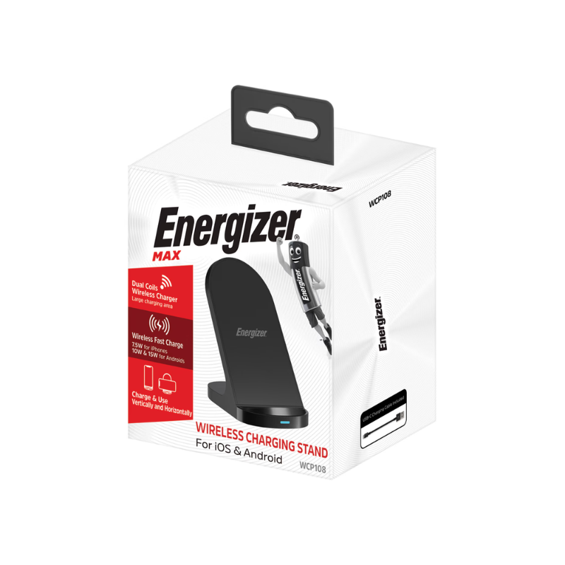 Energizer 15W Wireless Charging Stand - Black - Black