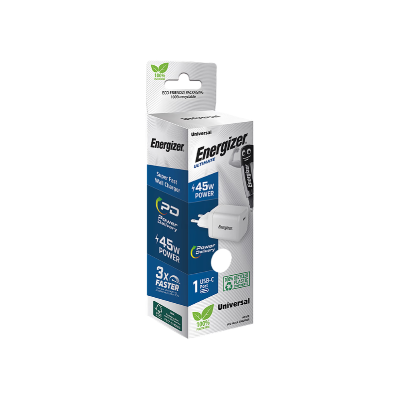 Energizer 45W Type-C Wall Charger PD - White - White