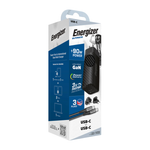 Energizer 90W Dual USB A And Type C Wall Charger With Type C Cable - Black - Black