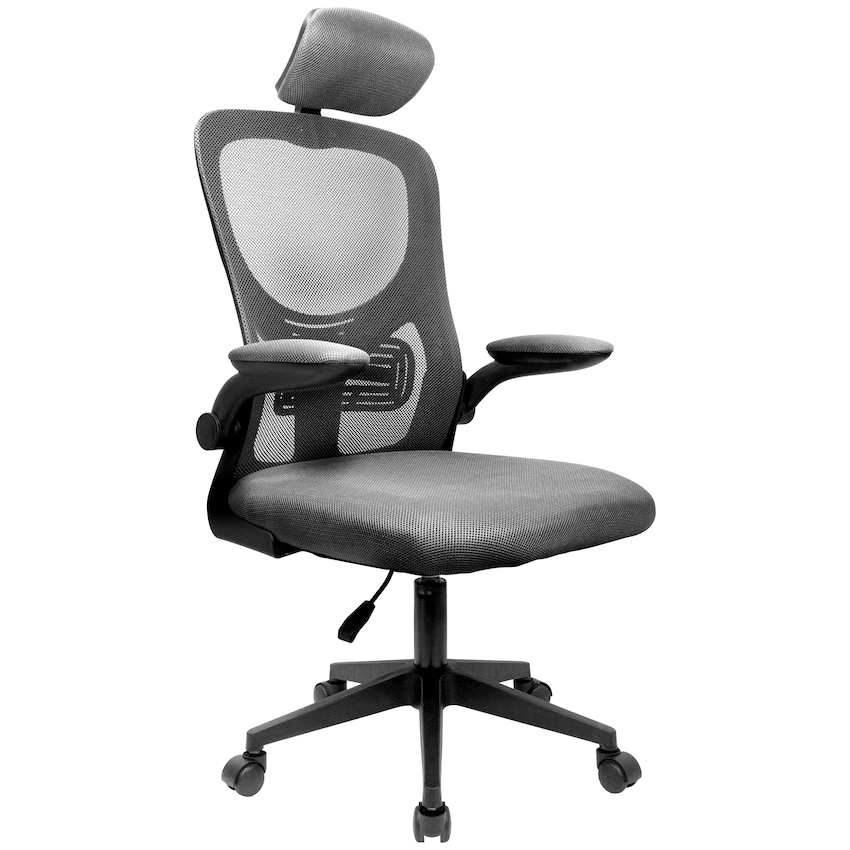Everfurn Kira High Back Office Chair with Headrest - Grey with Black Frame - Grey with Black - Furniture