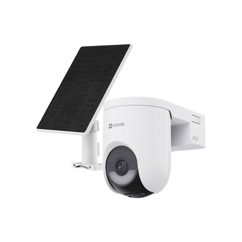 EZVIZ HB8c 2K+ Battery-Powered Pan & Tilt Wi-Fi Security Camera with Solar Panel - White - White