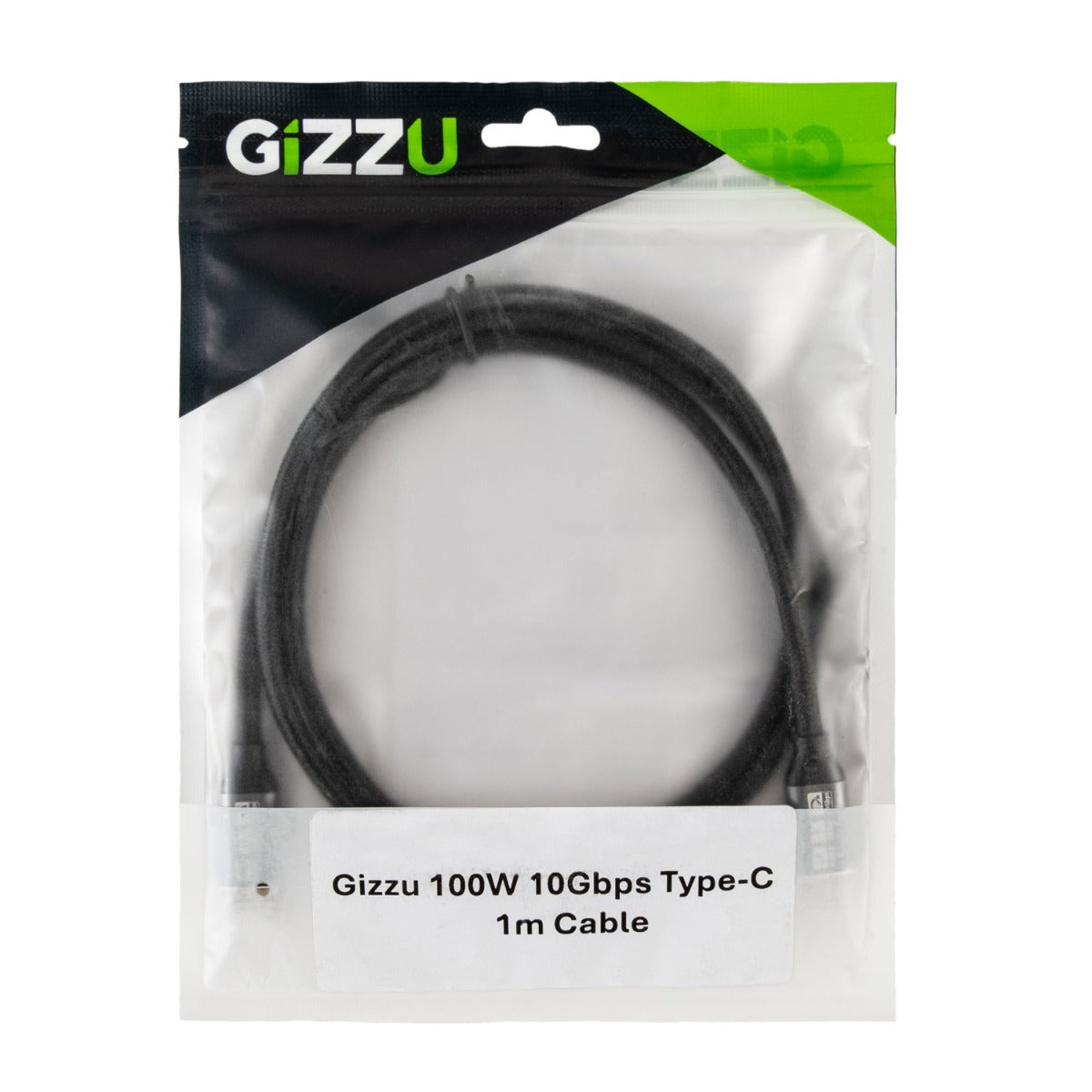 Gizzu 100W 10Gbps Type C 1m Cable - Black - Black
