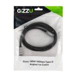 Gizzu 100W 10Gbps Type C Angled 1m Cable - Black