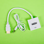 Gizzu 1080P HDMI to VGA Adapter with Audio - White