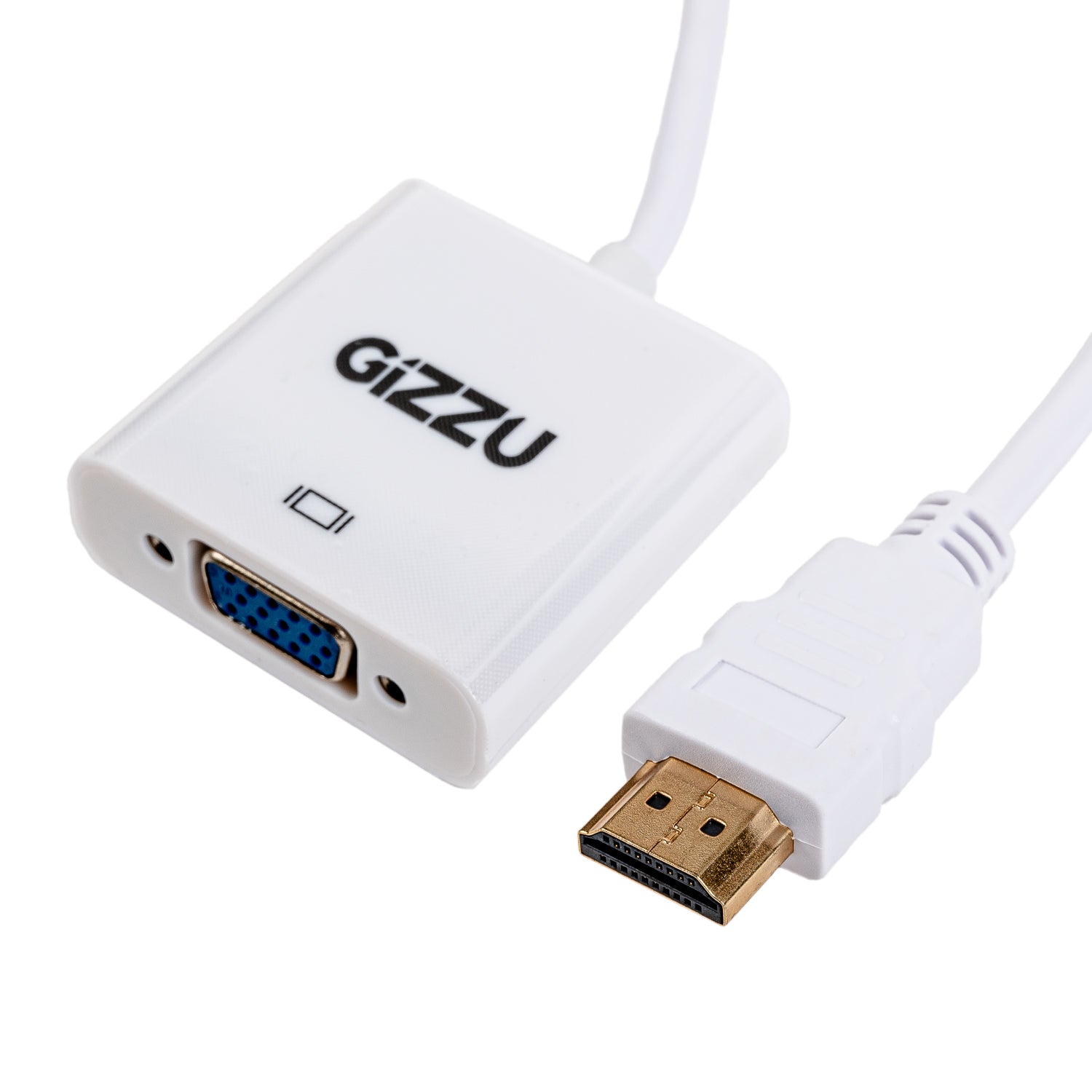 Gizzu 1080P HDMI to VGA Adapter with Audio - White