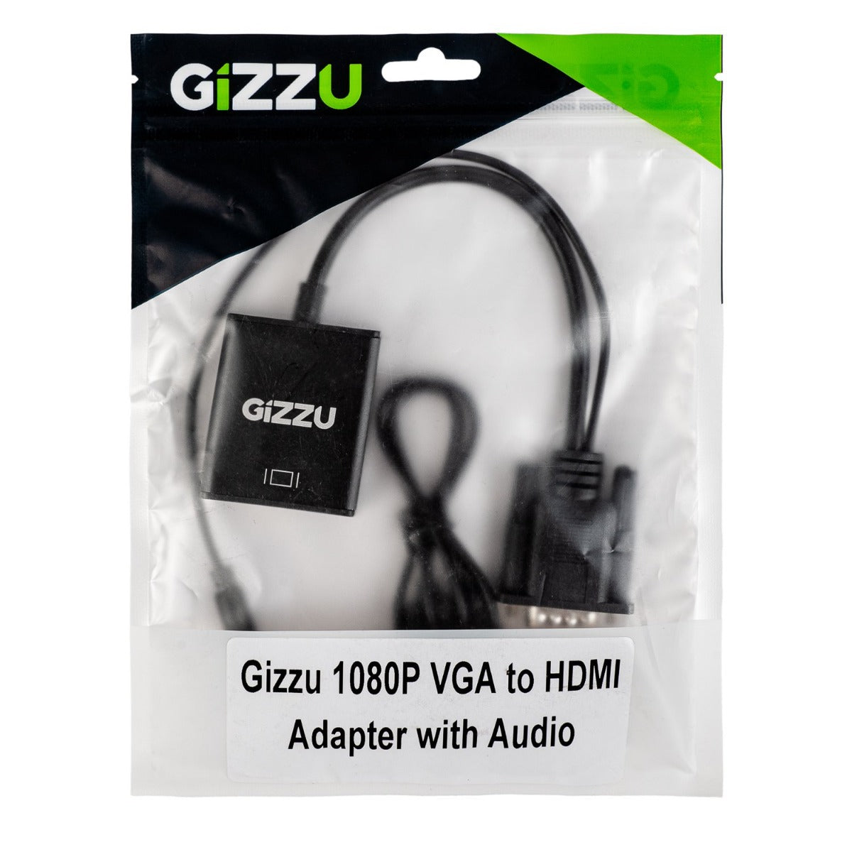 Gizzu 1080P VGA to HDMI Adapter with Audio - Black