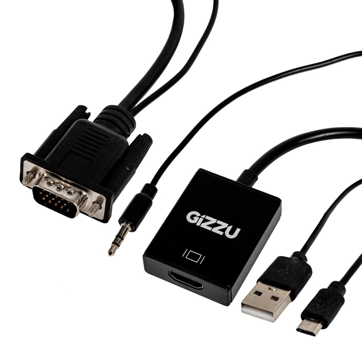 Gizzu 1080P VGA to HDMI Adapter with Audio - Black