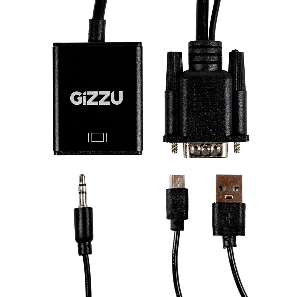Gizzu 1080P VGA to HDMI Adapter with Audio - Black