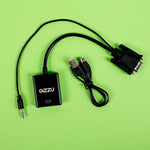 Gizzu 1080P VGA to HDMI Adapter with Audio - Black