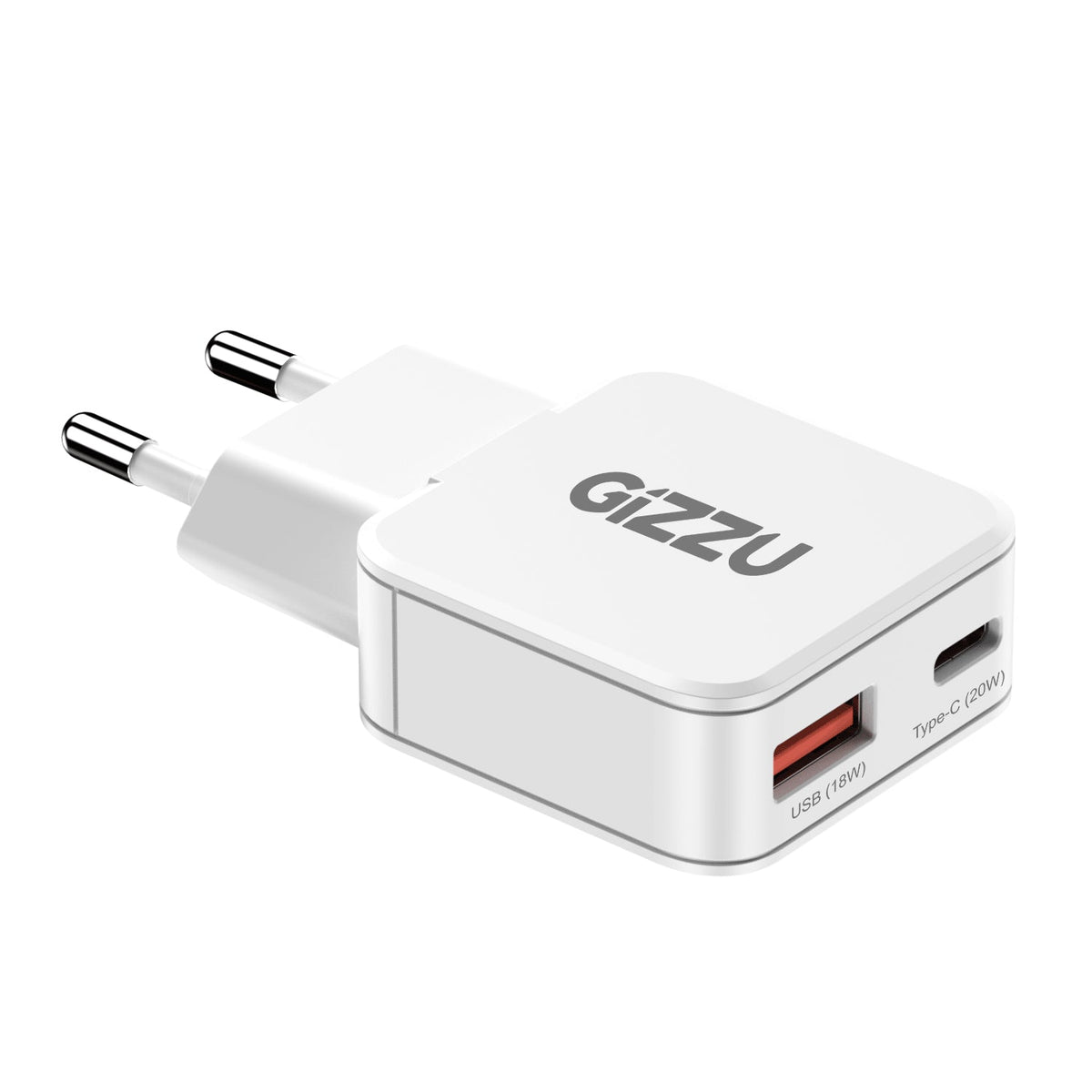 Gizzu 2-Port 20W GaN Wall Charger - White