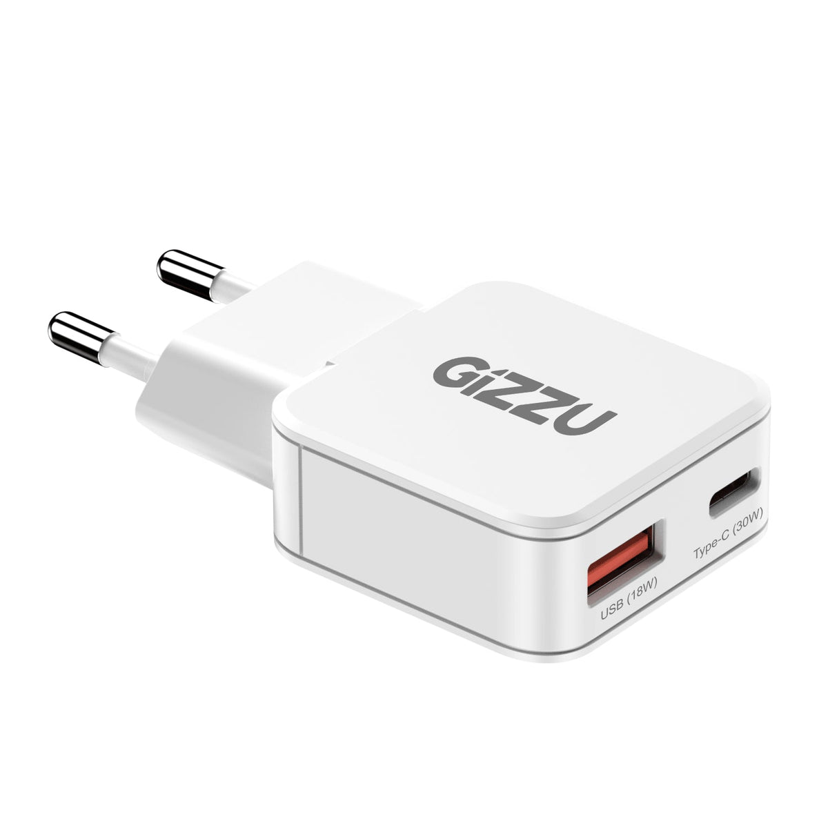 Gizzu 2-Port 30W GaN Wall Charger - White - White