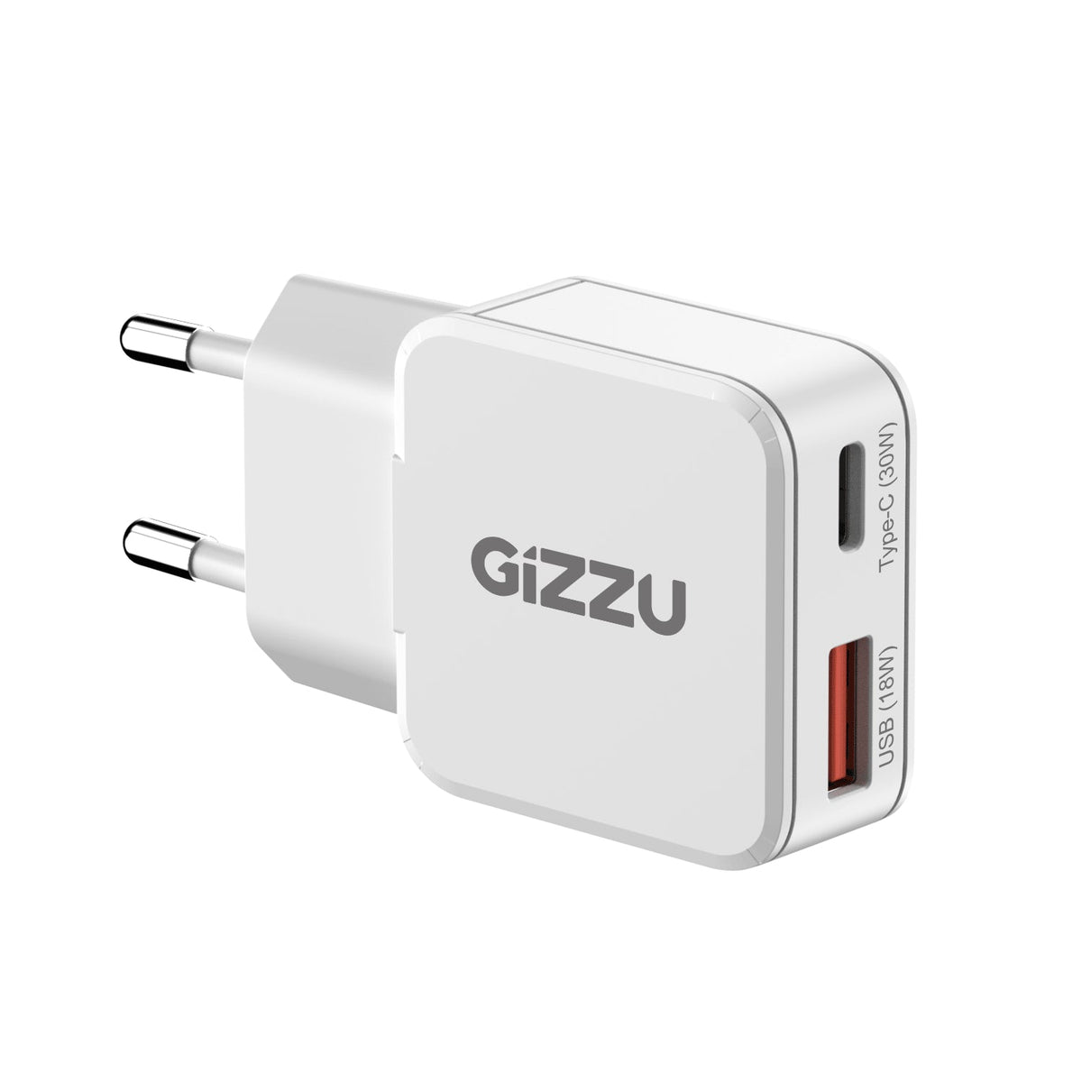Gizzu 2-Port 30W GaN Wall Charger - White - White