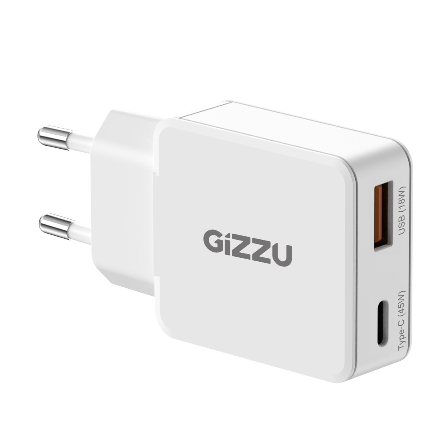 Gizzu 2-Port 45W GaN Wall Charger - White - White