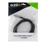 Gizzu 240W 20Gbps Type C 2m Cable - Black