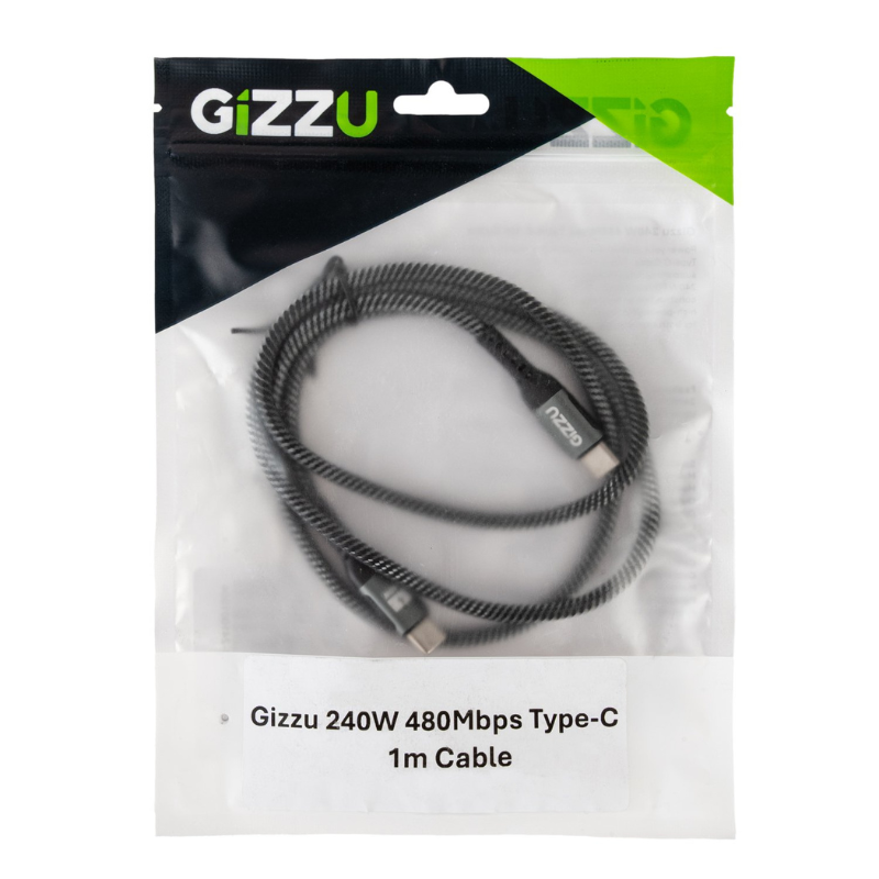 Gizzu 240W 480Mbps Type C 1m Cable - Black