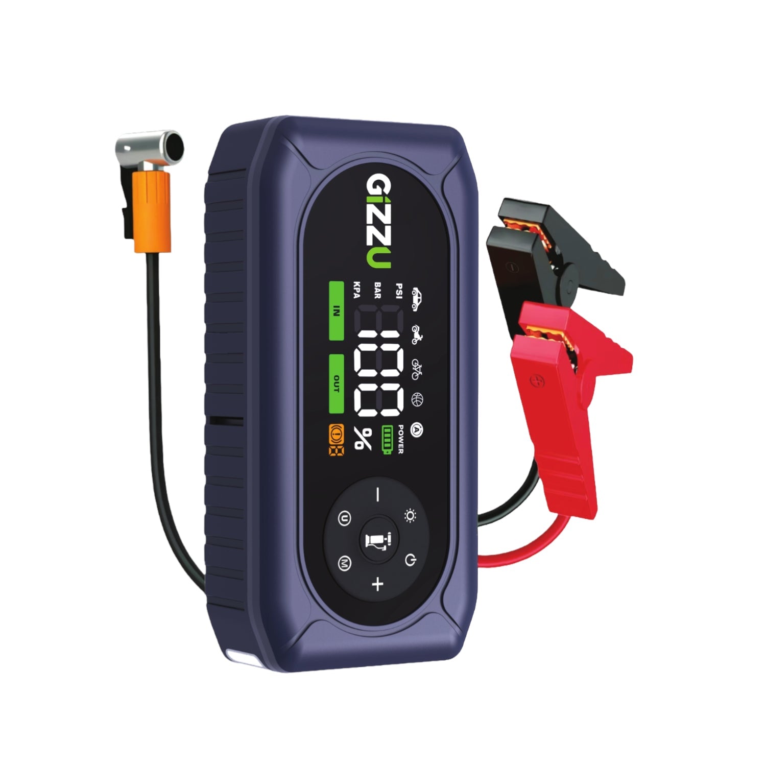 Gizzu 4-in-1 Jump Starter and Air Compressor - Green & Black - Green & Black