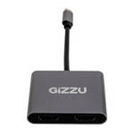 Gizzu 4-in-1 Type C to Dual HDMI Hub - Grey