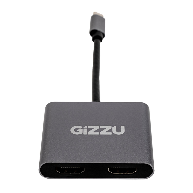 Gizzu 4-in-1 Type C to Dual HDMI Hub - Grey