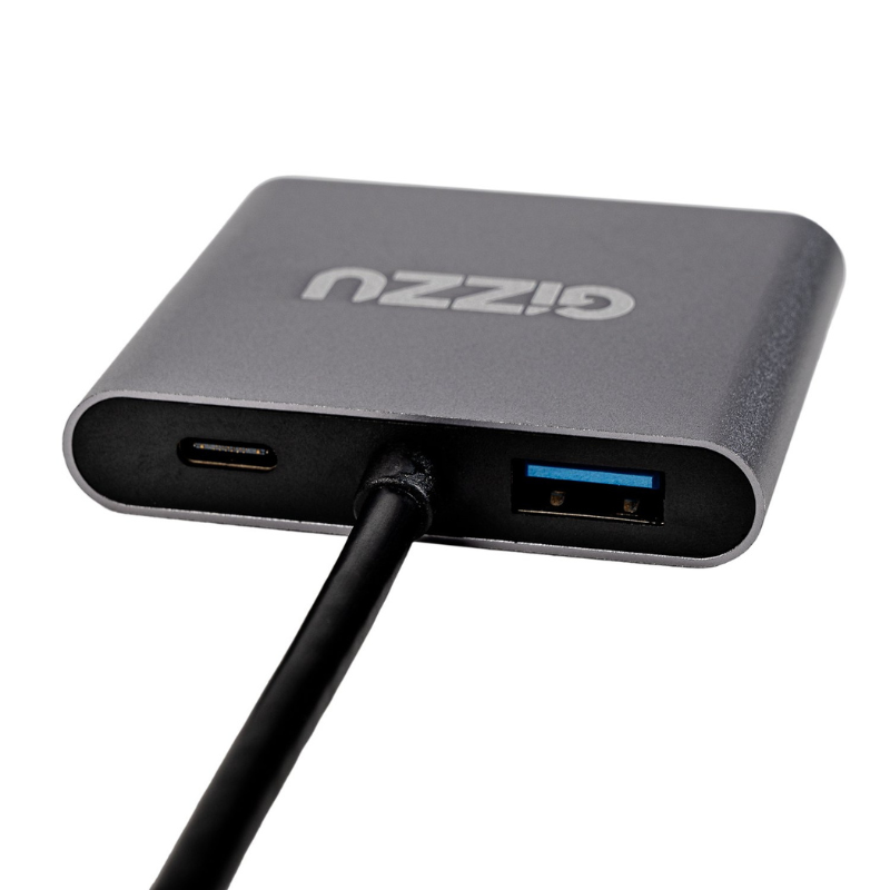 Gizzu 4-in-1 Type C to Dual HDMI Hub - Grey