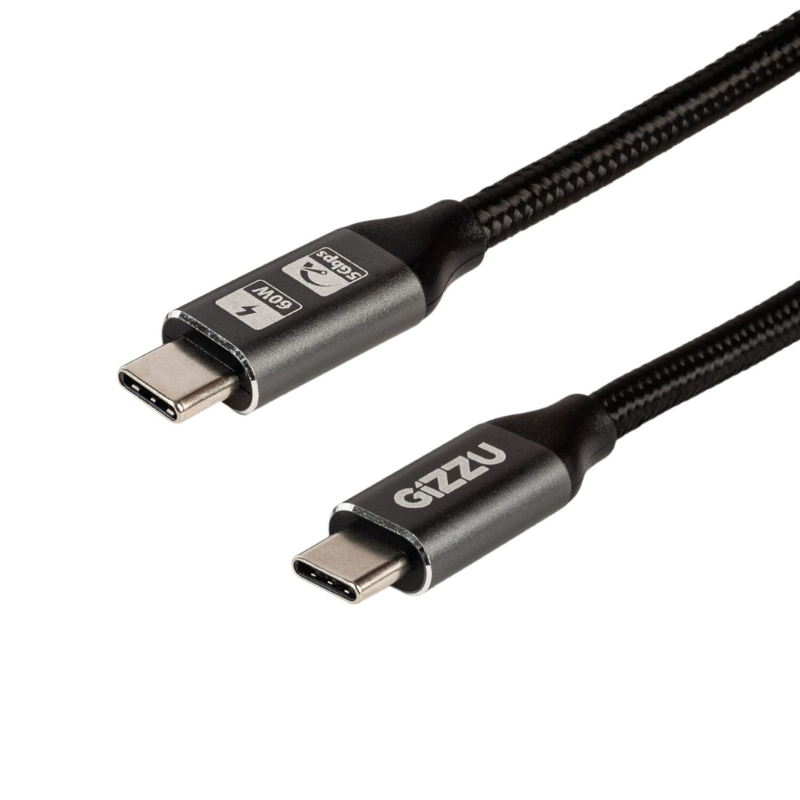 Gizzu 60W 5Gbps Type C 1m Cable - Black