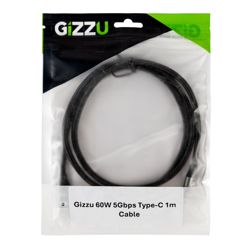 Gizzu 60W 5Gbps Type C 1m Cable - Black