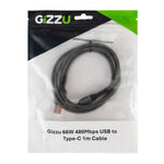 Gizzu 66W 480Mbps USB to Type C 1m Cable - Black