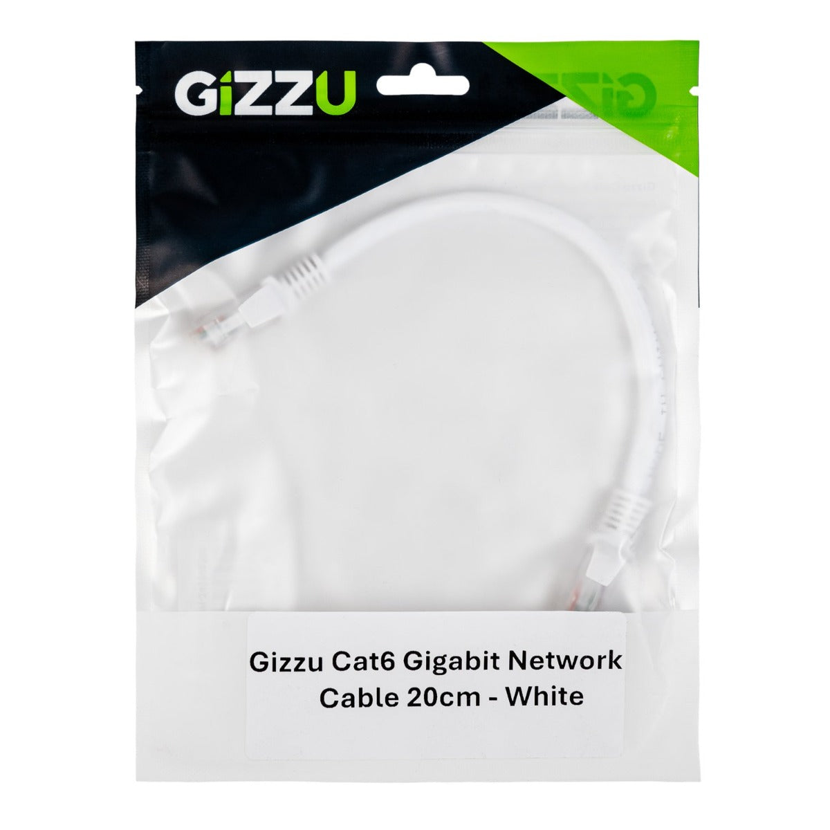 Gizzu Cat6 UTP Fly Lead Ethernet Network Cable 20cm - White - White