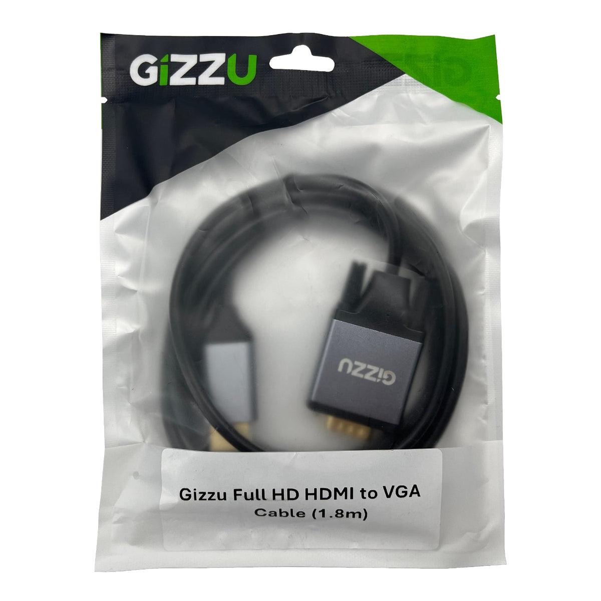 Gizzu Full HD HDMI to VGA Cable (1.8m) - Black - Black