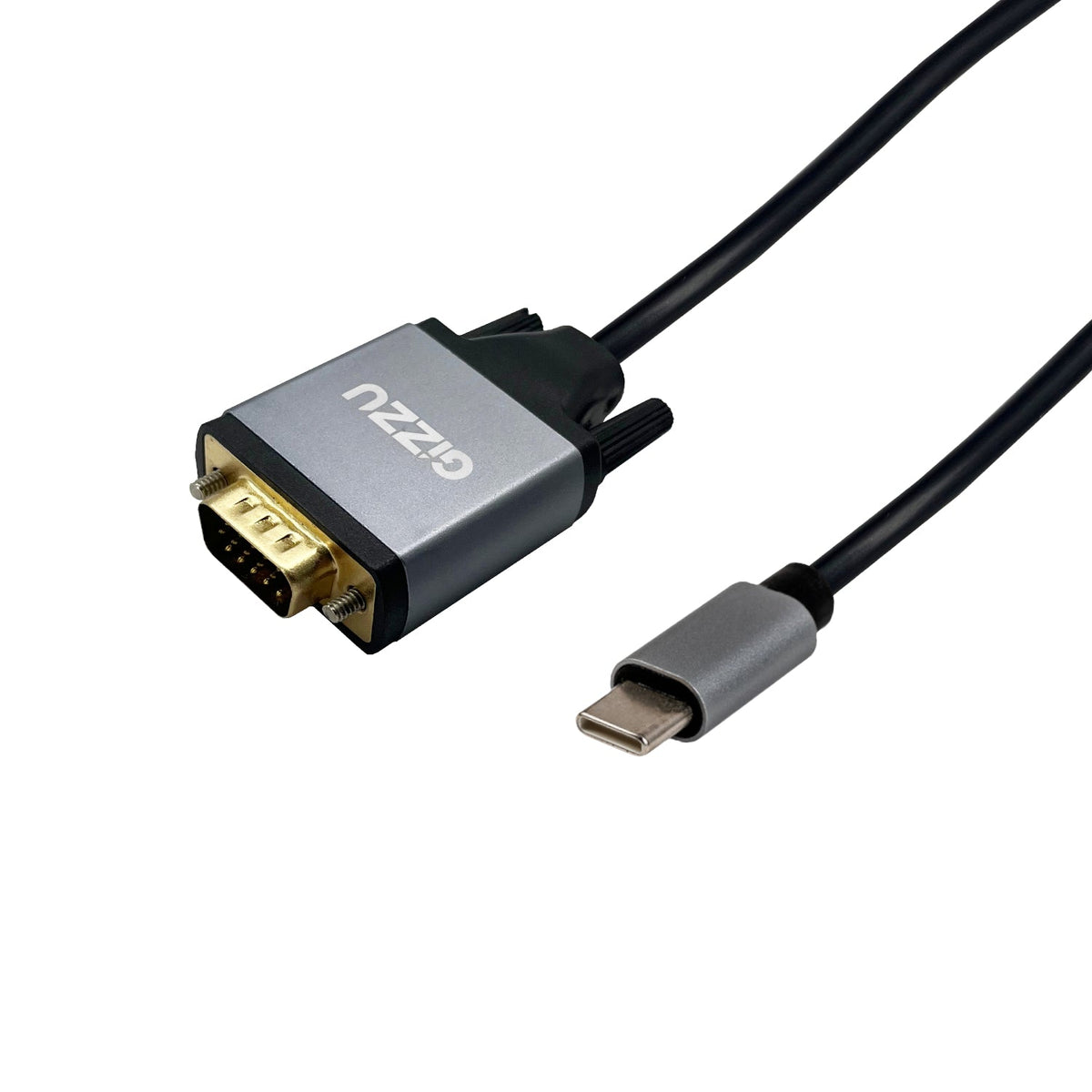 Gizzu Full HD Type-C to VGA Cable (1.8m) - Black - Black