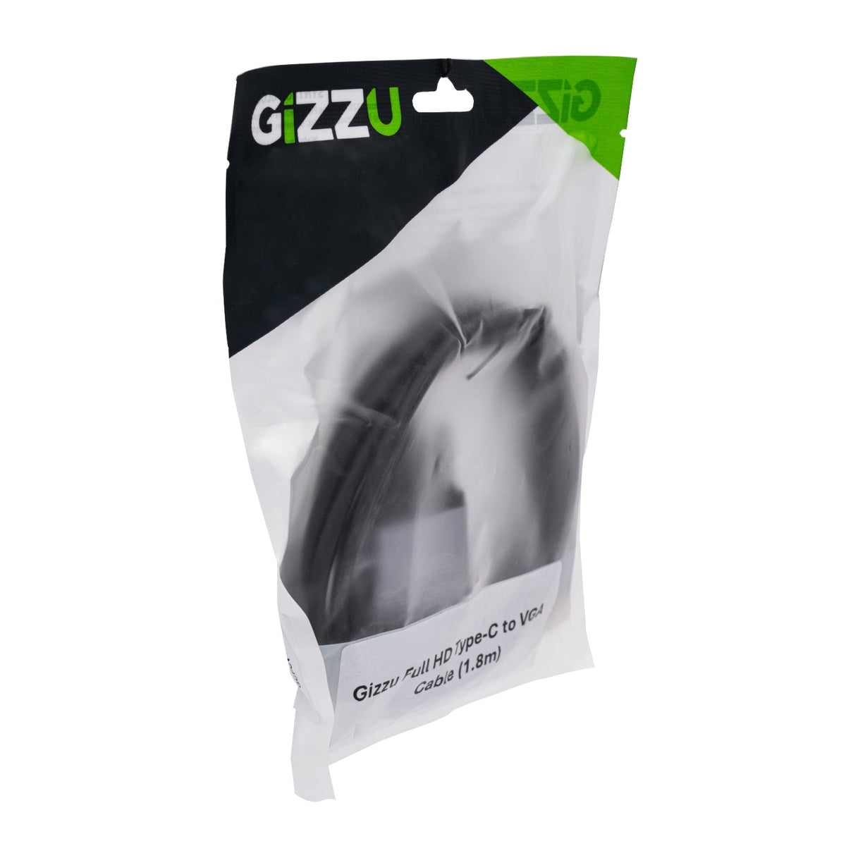 Gizzu Full HD Type-C to VGA Cable (1.8m) - Black - Black